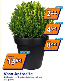 Action Vaso Antracite Realizzato con il 100% di plastica riciclata Escl. pianta offerta