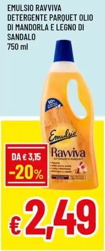 Famila Superstore Emulsio ravviva detergente parquet olio di mandorla e legno di sandalo offerta