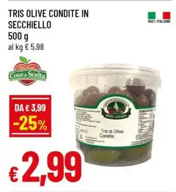 Famila TRIS OLIVE CONDITE IN SECCHIELLO offerta