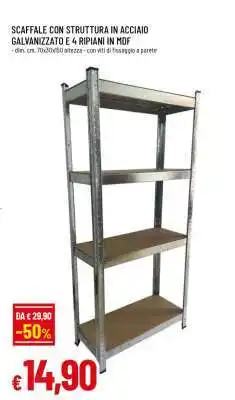 Famila Scaffale con struttura in acciaio galvanizzato e 4 ripiani in MDF offerta