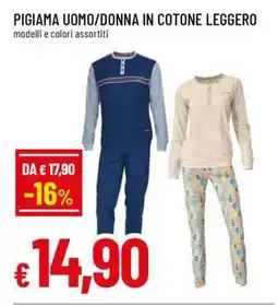 Famila Pigiama Uomo/Donna in Cotone Leggero offerta