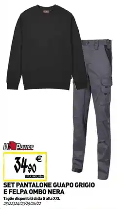 Tecnomat Set pantalone guapo grigio e felpa ombo nera offerta