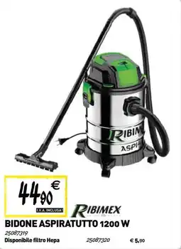 Tecnomat Ribimex bidone aspiratutto 1200 W offerta