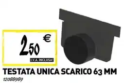 Tecnomat Testata unica scarico 63 mm offerta