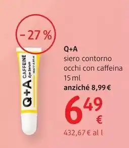 dm drogerie markt Q+A siero contorno occhi con caffeina offerta