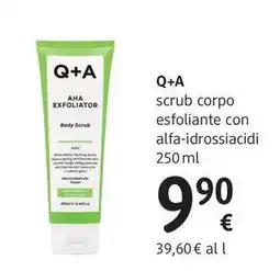 dm drogerie markt Q+A scrub corpo esfoliante con alfa-idrossiacidi offerta