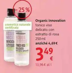 dm drogerie markt Organic innovation tonico viso delicato con estratto di rosa offerta