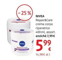 dm drogerie markt NIVEA Repair&Care crema corpo riparatrice offerta