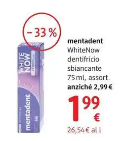 dm drogerie markt mentadent WhiteNow dentifricio sbiancante offerta