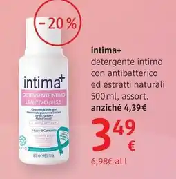 dm drogerie markt intima+ detergente intimo con antibatterico ed estratti naturali offerta