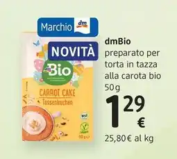 dm drogerie markt dmBio preparato per torta in tazza alla carota bio offerta