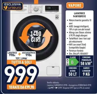 Unieuro Vapore Lavatrice F4WV509S1E offerta