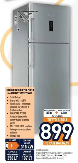 Unieuro Frigorifero Doppia Porta Maxi ENXTYH19322FWL2 offerta