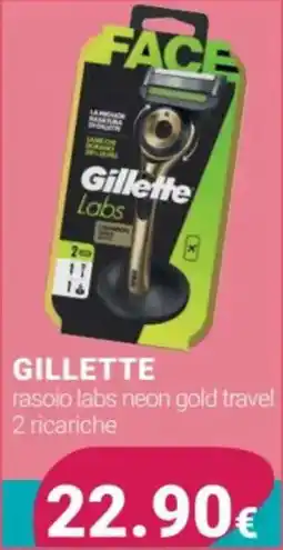 Tigotà GILLETTE rasoio labs neon gold travel 2 ricariche offerta