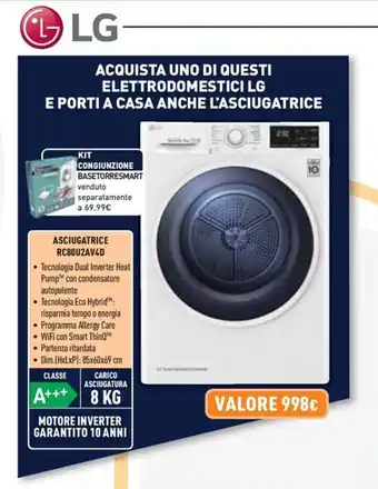 Unieuro LG Asciugatrice RC80U2AV4D offerta