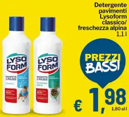 Qui Discount Detergente pavimenti Lysoform classico/ freschezza alpina offerta