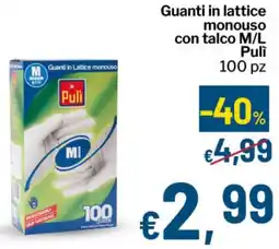 Qui Discount Guanti in lattice monouso con talco M/L Puli offerta