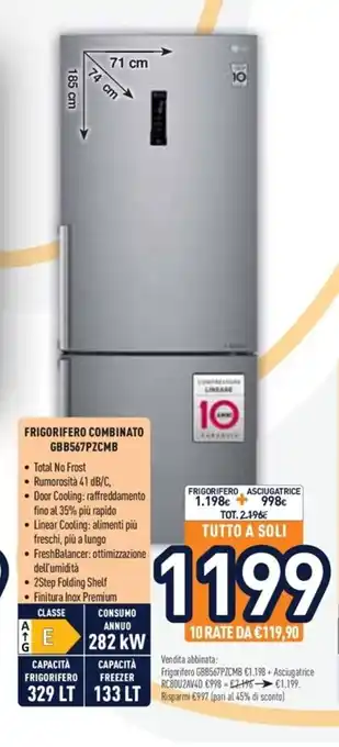 Unieuro Frigorifero Combinato GBB567PZCMB offerta