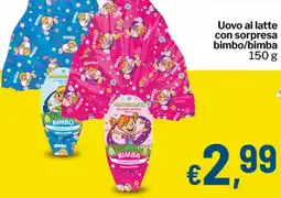 Qui Discount Uovo al latte con sorpresa bimbo/bimba offerta