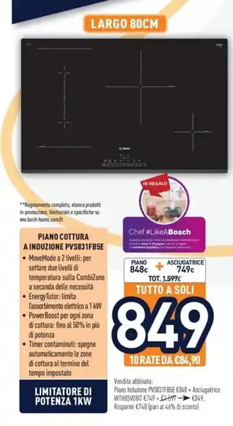 Unieuro Piano Cottura A Induzione PVS831FB5E offerta