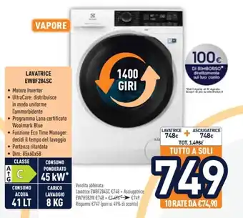 Unieuro Lavatrice EW8F284SC offerta
