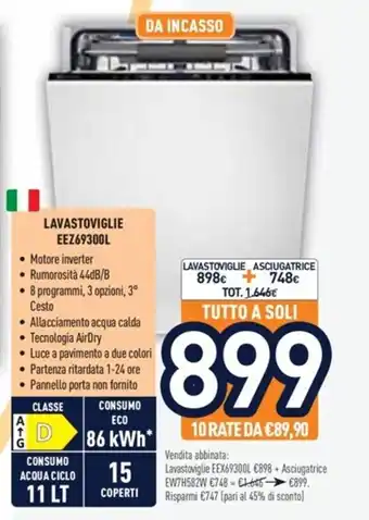 Unieuro Lavastoviglie EEZ69300L offerta