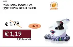 Prezzemolo e Vitale Fage total yogurt 0% split con mirtilli offerta