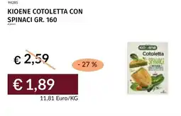 Prezzemolo e Vitale Kioene cotoletta con spinaci offerta