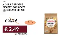 Prezzemolo e Vitale Misura fibrextra biscotti con gocce cioccolato offerta