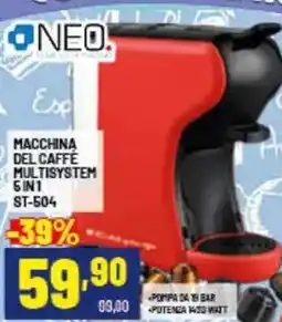 Risparmio Casa NEO MACCHINA DEL CAFFE MULTISYSTEM SINT ST-504 offerta