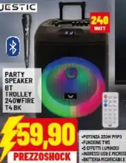 Risparmio Casa Majestic party speaker bt trolley 240w fire T4 bk offerta
