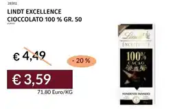 Prezzemolo e Vitale Lindt excellence cioccolato 100 % offerta