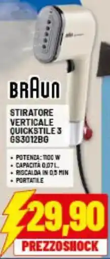 Risparmio Casa BRAUN STIRATORE VERTICALE QUICKSTILE 3 GS3012BG offerta