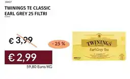 Prezzemolo e Vitale Twinings te classic earl grey 25 filtri offerta