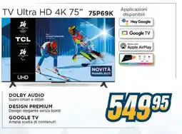 Sinergy TCL TV Ultra HD 4K 75" 75P69K offerta