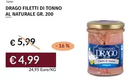 Prezzemolo e Vitale Drago filetti di tonno al naturale offerta