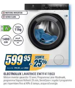 Sinergy ELECTROLUX LAVATRICE EW7F411BG3 offerta