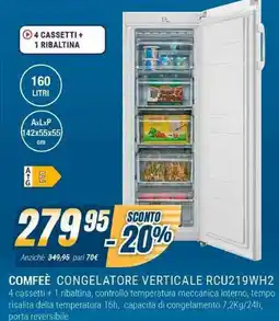 Sinergy COMFEÈ CONGELATORE VERTICALE RCU219WH2 offerta
