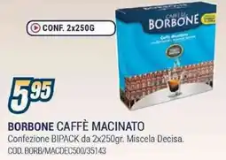 Sinergy Borbone caffè macinato offerta