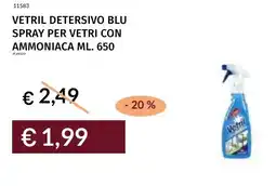 Prezzemolo e Vitale Vetril detersivo blu spray per vetri con ammoniaca offerta