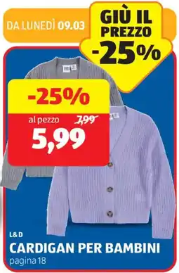 ALDI L&d cardigan per bambini offerta