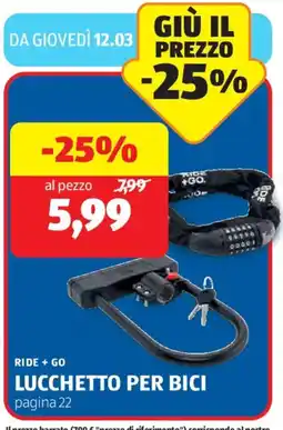 ALDI Ride + go lucchetto per bici offerta