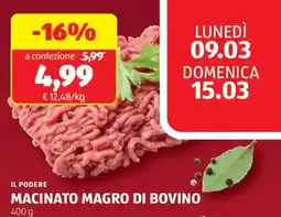 ALDI Il podere macinato magro di bovino offerta