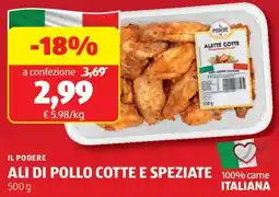 ALDI Il podere ali di pollo cotte e speziate offerta