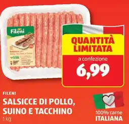 ALDI Fileni salsicce di pollo, suino e tacchino offerta