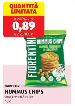 ALDI Fiorentini hummus chips sour cream & onion offerta