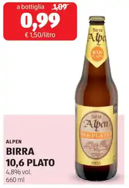 ALDI Alpen birra 10,6 plato 4,8% vol offerta