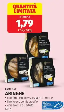 ALDI Gourmet aringhe con timo e olio essenziale di limone offerta
