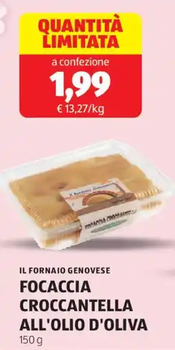ALDI Il fornaio genovese focaccia croccantella all'olio d'oliva offerta