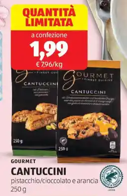 ALDI Gourmet cantuccini pistacchio/cioccolato e arancia offerta